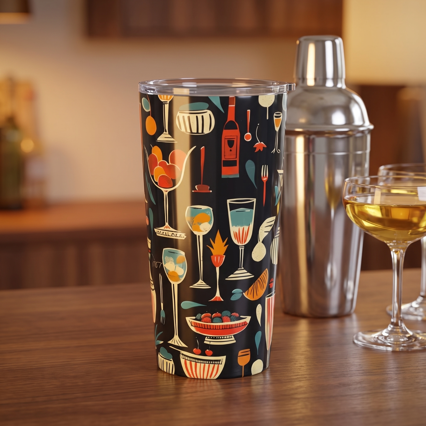 Midcentury Cocktail Soirée Insulated Tumbler - 20 oz. Stainless Steel, Glossy Finish