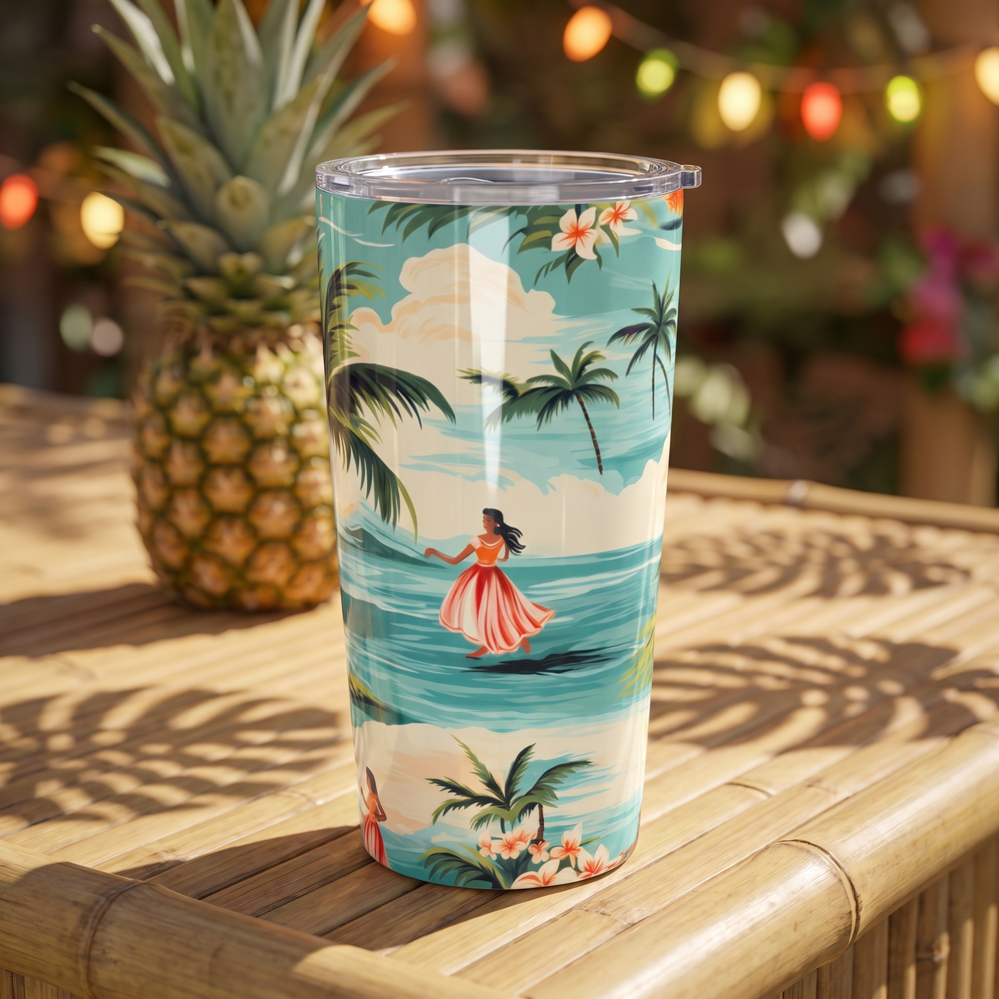 Retro Hawaiian Hula Insulated Tumbler - 20 oz. Stainless Steel, Glossy Finish