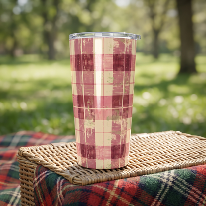 Spring Serenade Plaid Insulated Tumbler - 20 oz. Stainless Steel, Glossy Finish