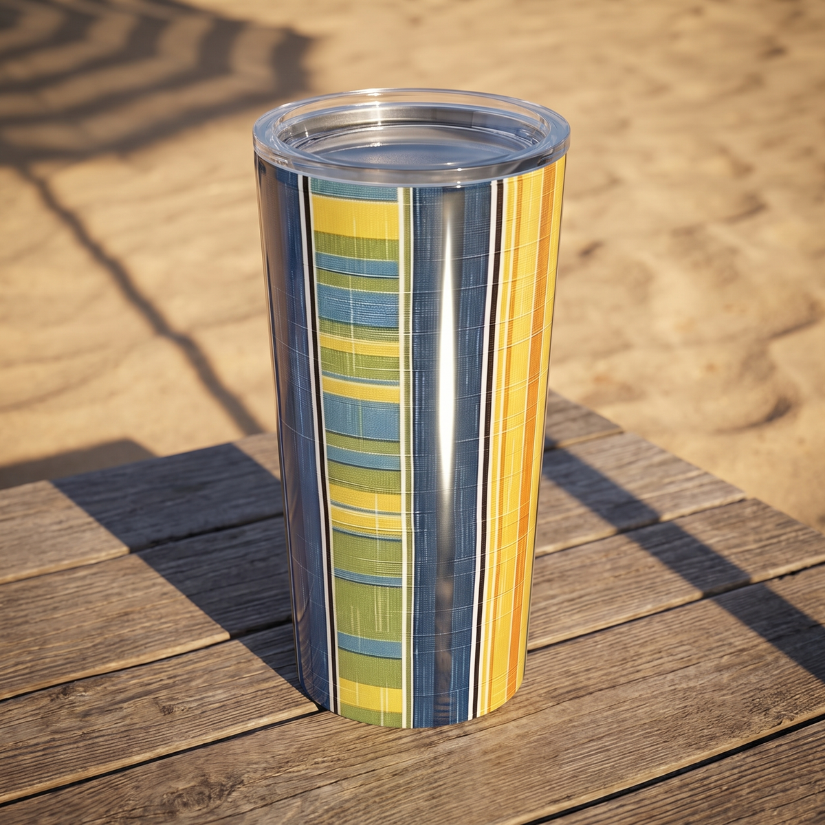 Summer Stripes Delight Insulated Tumbler - 20 oz. Stainless Steel, Glossy Finish