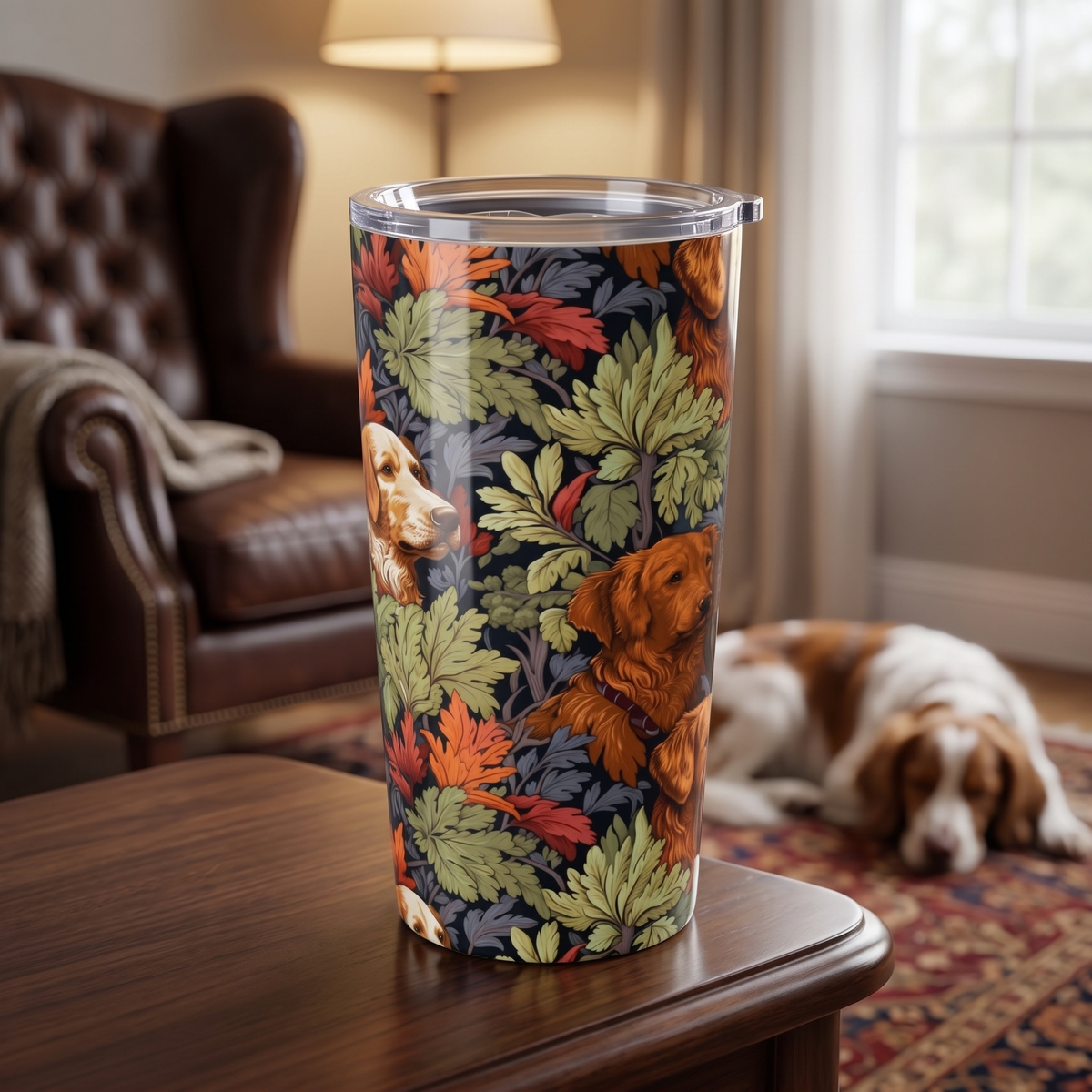 Classic English Dog Tapestry Insulated Tumbler - 20 oz. Stainless Steel, Glossy Finish