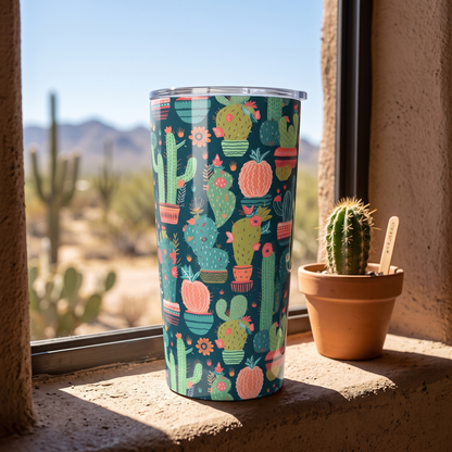 Cactus Cacophony Insulated Tumbler - 20 oz. Stainless Steel, Glossy Finish