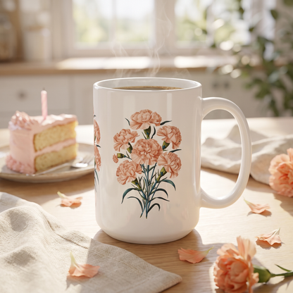 January Birth Month Flower Carnation mug lifestyle photo