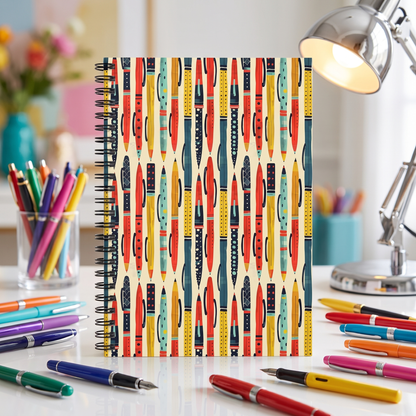 Floating Ink Pens with Label spiral notebook in a styled lifestyle scene — Bliss Road Studios