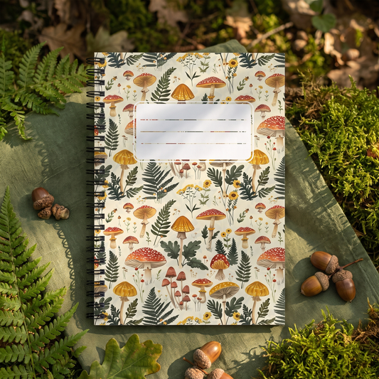 Enchanted Forest Floor spiral notebook in a styled lifestyle scene — Bliss Road Studios