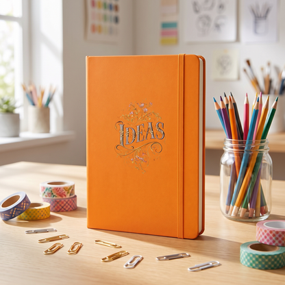 Nostalgic Ideas Hardcover Bound hardcover journal in a styled lifestyle scene — Bliss Road Studios