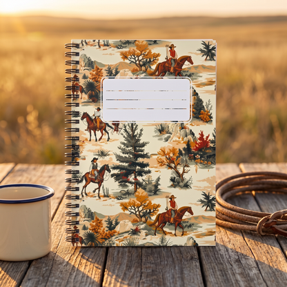 Western Days spiral notebook in a styled lifestyle scene — Bliss Road Studios