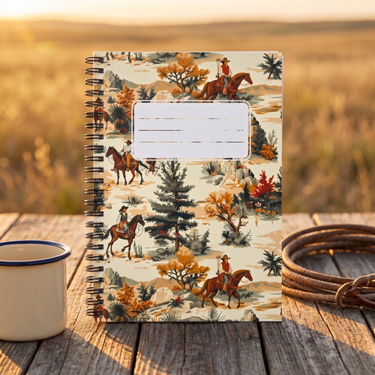 Western Days spiral notebook in a styled lifestyle scene — Bliss Road Studios