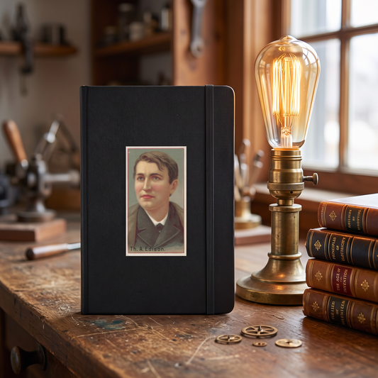 Inventor Series: Thomas Edison, Hardcover Bound hardcover journal in a styled lifestyle scene — Bliss Road Studios