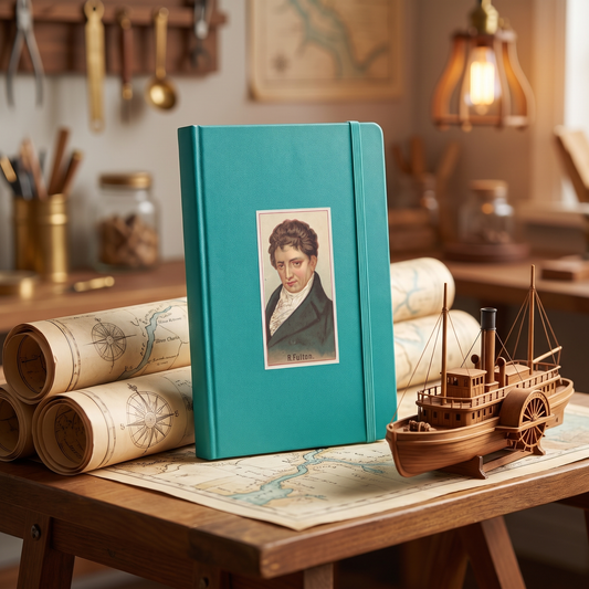 Inventor Series: Robert Fulton, Hardcover Bound hardcover journal in a styled lifestyle scene — Bliss Road Studios