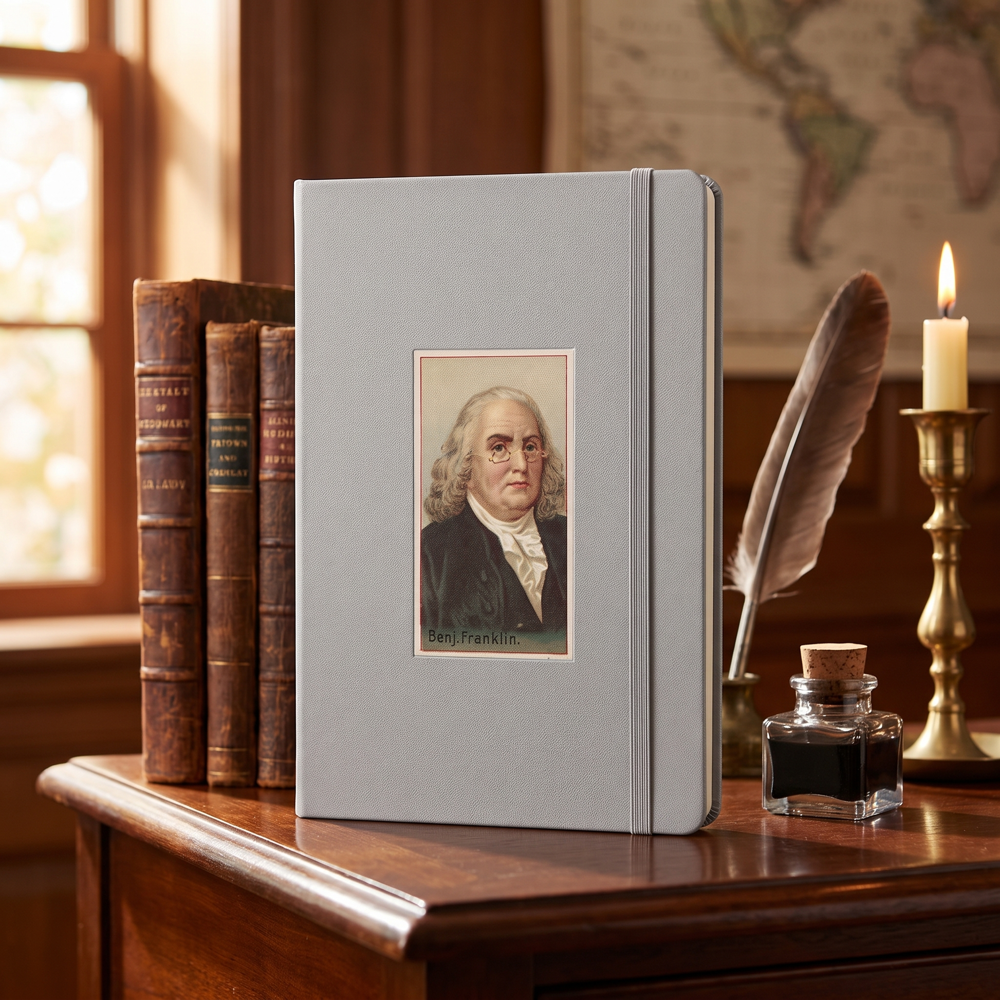 Inventor Series: Benjamin Franklin Hardcover Bound hardcover journal in a styled lifestyle scene — Bliss Road Studios