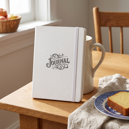 Nostalgic hardcover journal in a styled lifestyle scene — Bliss Road Studios