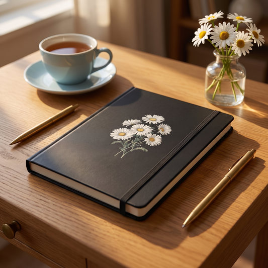 April Birth Month Flower Daisies notebook lifestyle photo