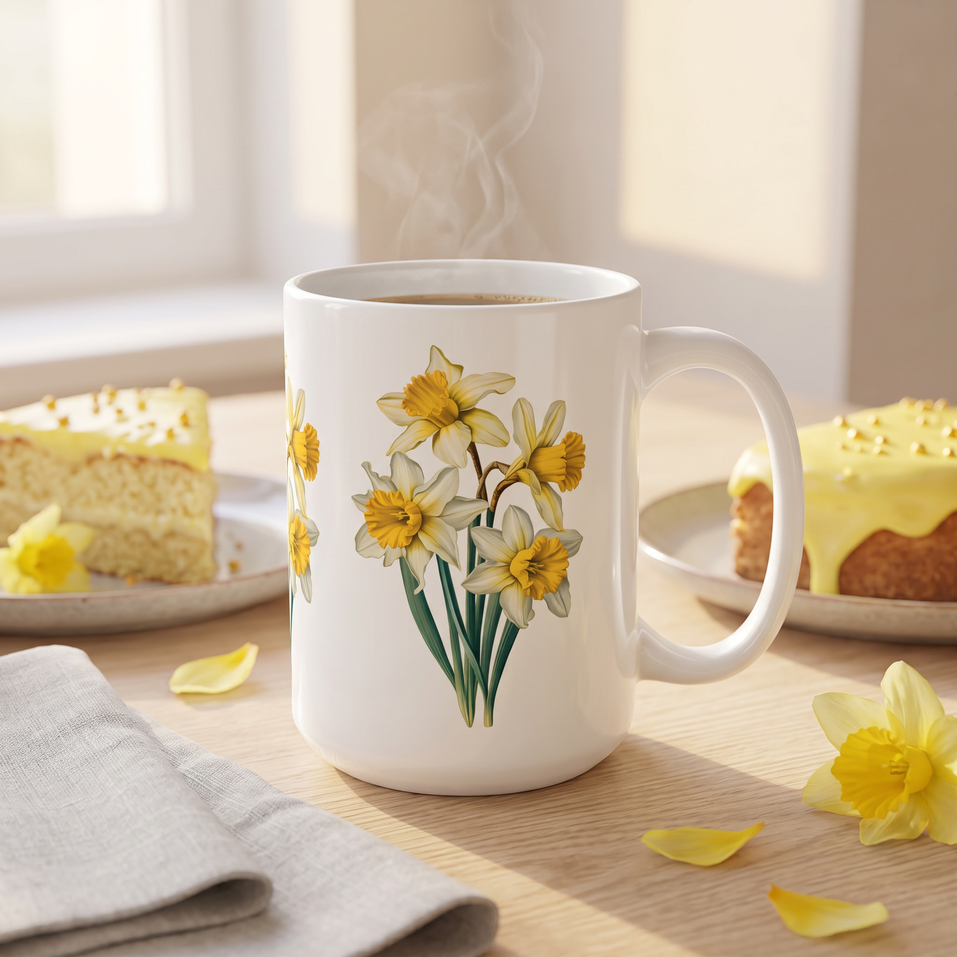 March Birth Month Flower Daffodil mug lifestyle photo