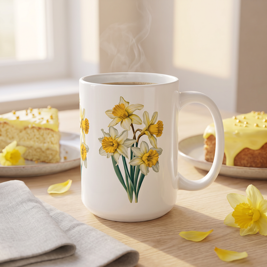 March Birth Month Flower Daffodil mug lifestyle photo