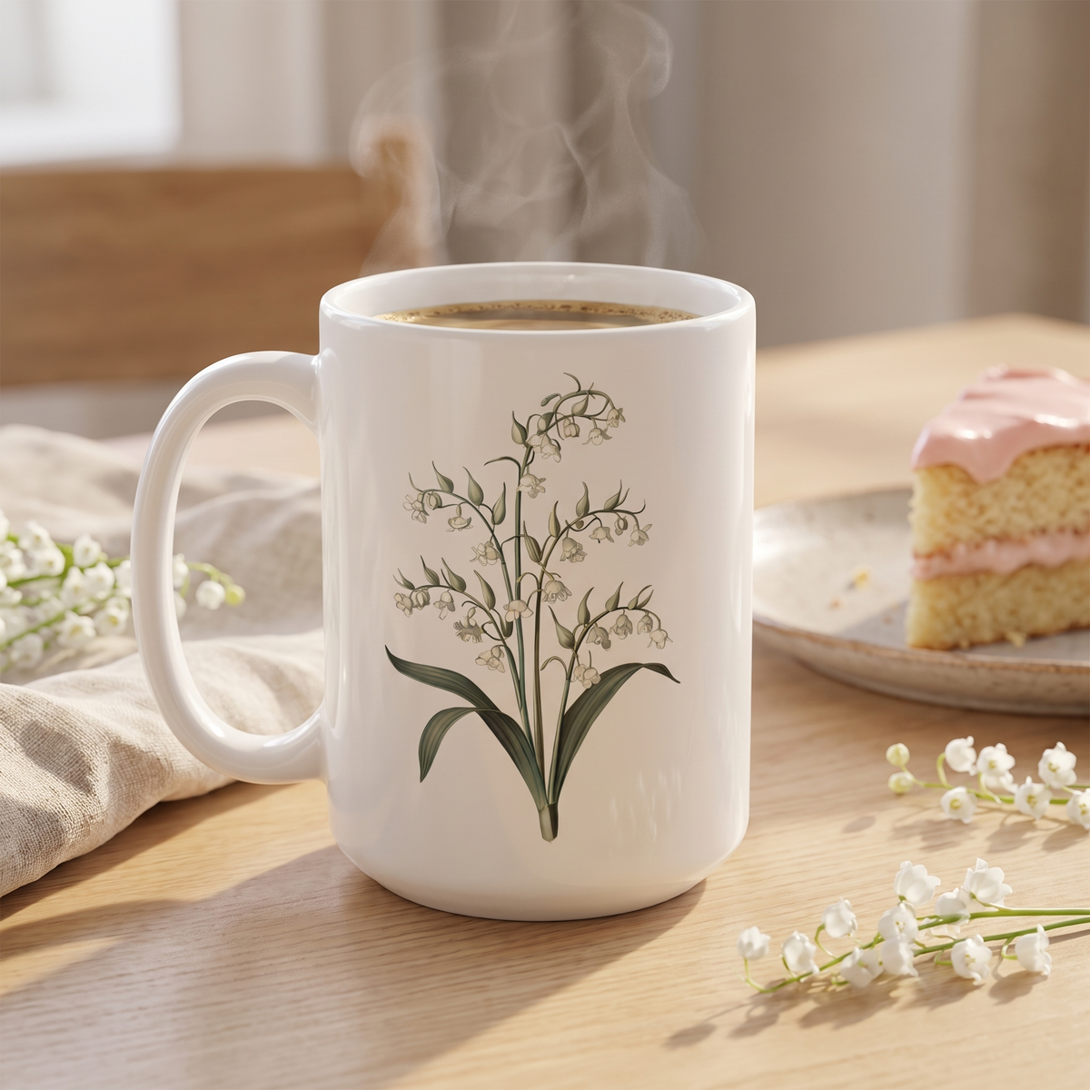 May Birth Month Flower Lily of the Valley mug lifestyle photo