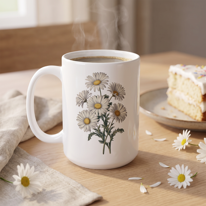April Birth Month Flower Daisies mug lifestyle photo