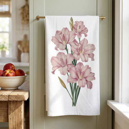 August Birth Month Flower Gladiolus towel lifestyle photo