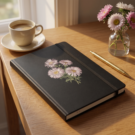 September Birth Month Flower Aster notebook lifestyle photo