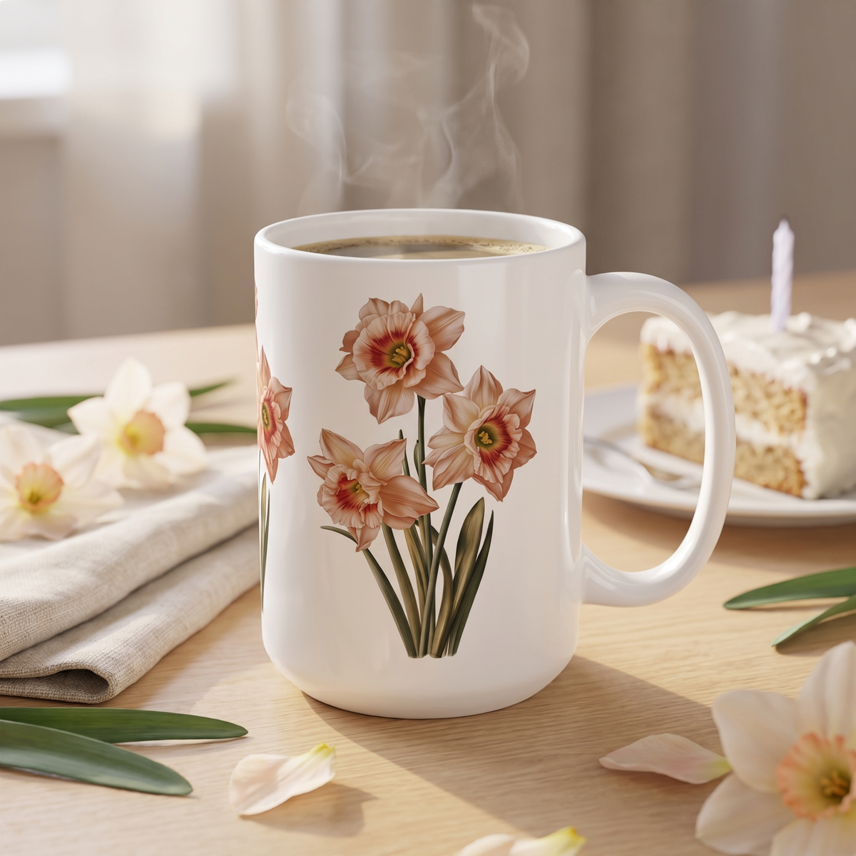 December Birth Month Flower Narcissus mug lifestyle photo