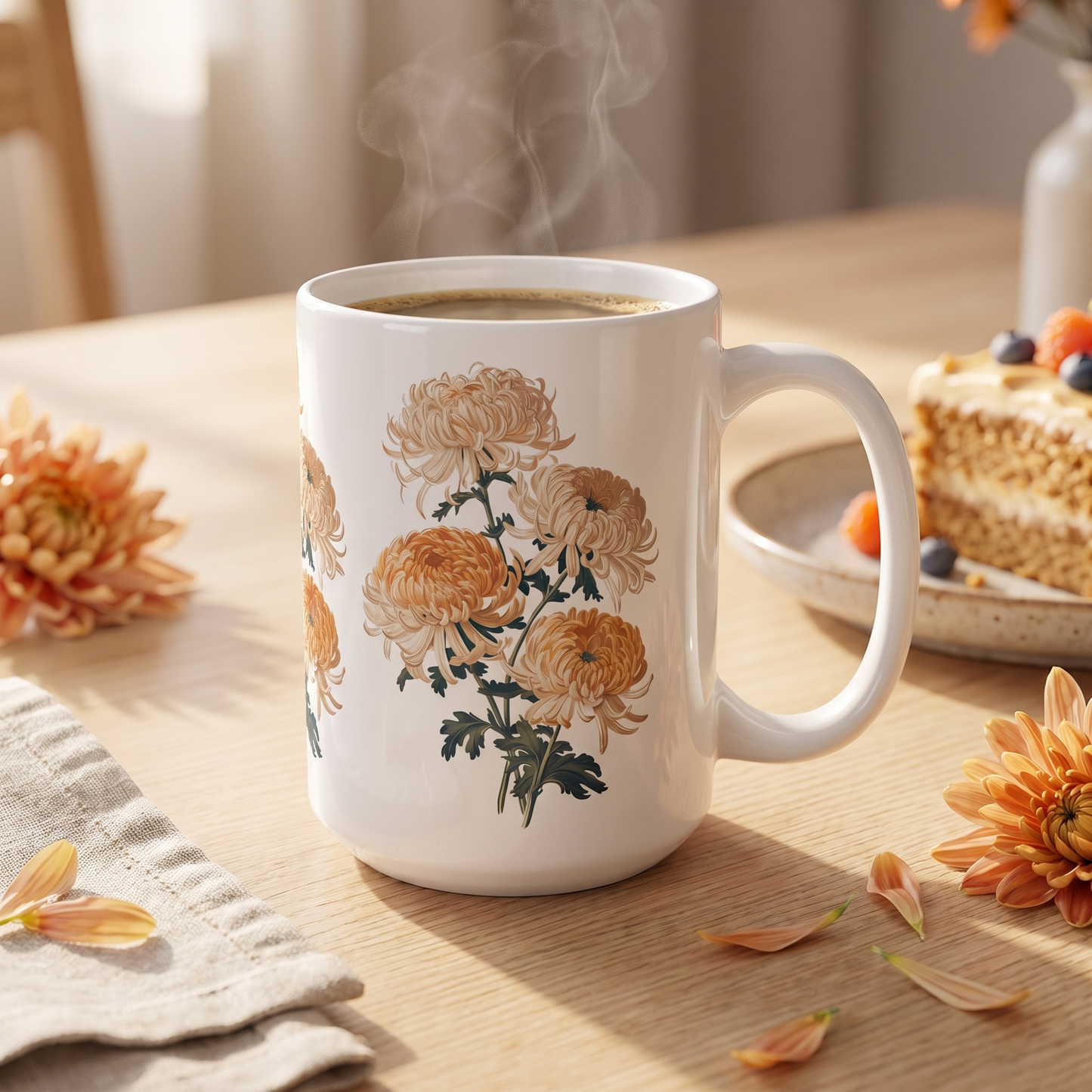 November Birth Month Flower Chrysanthemum mug lifestyle photo
