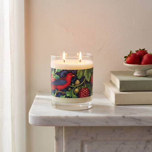 Bluebird & Strawberry 100% Soy Wax Scented Candle - 11 oz. Full-Glass, Phthalate-Free & Lead-Free - Three Fragrance Options