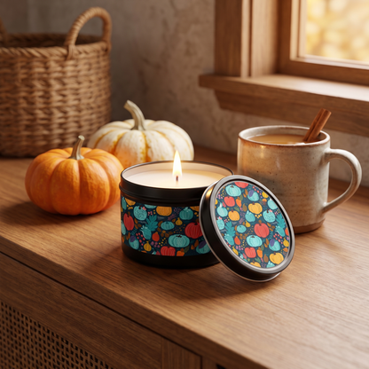 Fall Pumpkin Dance Tin Candle — lifestyle scene