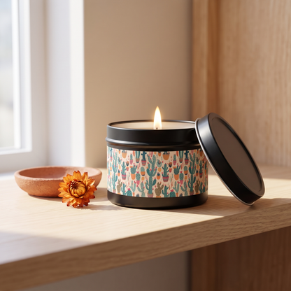 Desert Bloom Boom Tin Candle — lifestyle scene