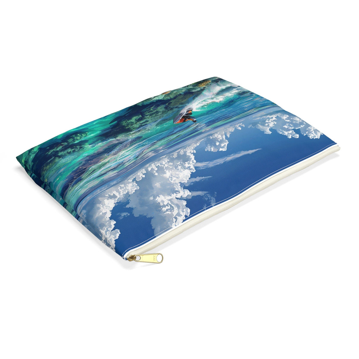 Jet Ski Tropical Paradise Accessory Pouch - side view, laying flat