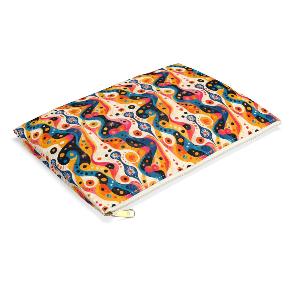 Midcentury Lava Lamp Accessory Pouch - side view, laying flat