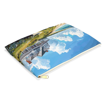 Nantucket Beach House Accessory Pouch - side view, laying flat