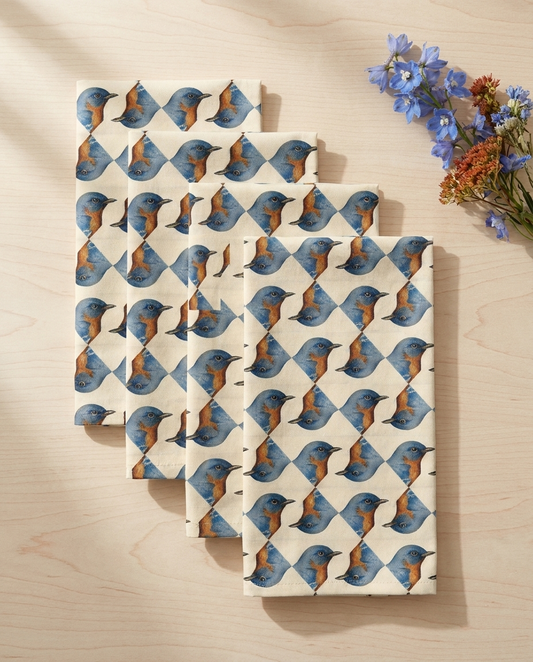 Bird Lover dinner napkins, set of four, elongated fold