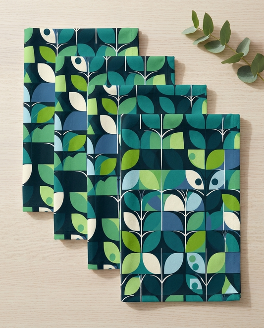 1960s Groovy Mod dinner napkins, set of four, elongated fold