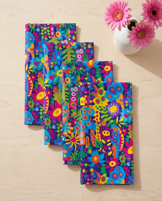 Groovy Garden dinner napkins, set of four, elongated fold