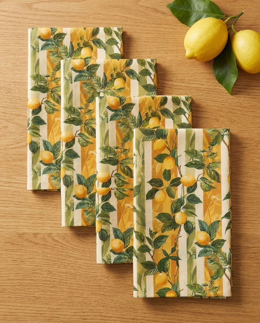 Lemon Grove Elegance dinner napkins, set of four, elongated fold