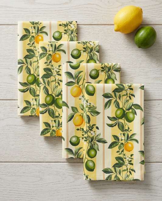 Lemony Lime dinner napkins, set of four, elongated fold