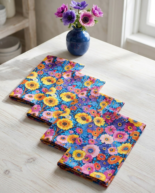 Midnight Garden Whimsy dinner napkins, set of four, elongated fold