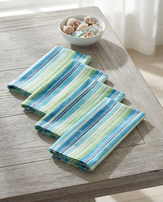 Ocean Whisper Stripes dinner napkins, set of four, elongated fold