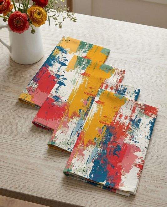 Paint Splash Palette dinner napkins, set of four, elongated fold