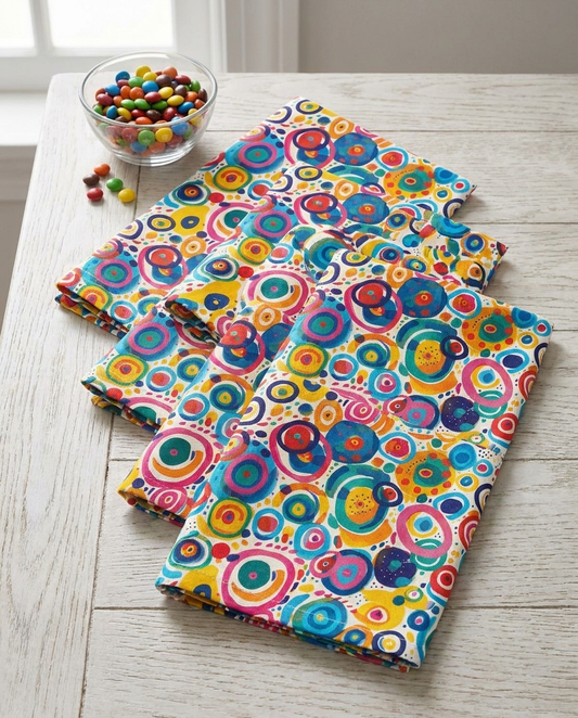 Pop Art Swirls dinner napkins, set of four, elongated fold