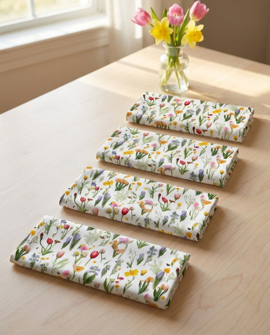 Spring Floral dinner napkins, set of four, elongated fold