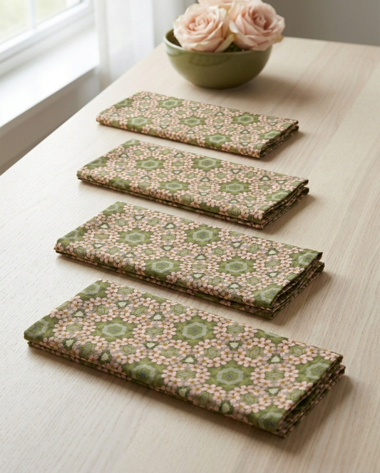 Springtime Petal Dance dinner napkins, set of four, elongated fold