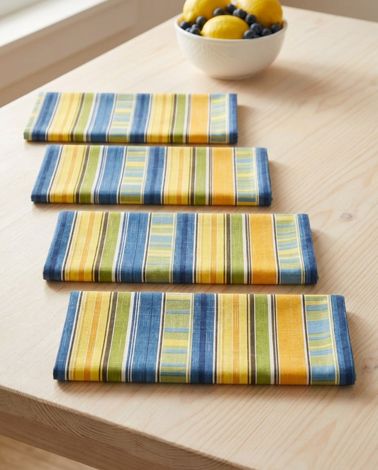 Summer Stripes Delight dinner napkins, set of four, elongated fold