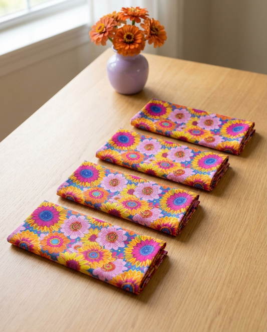 Sunny Garden Soiree dinner napkins, set of four, elongated fold