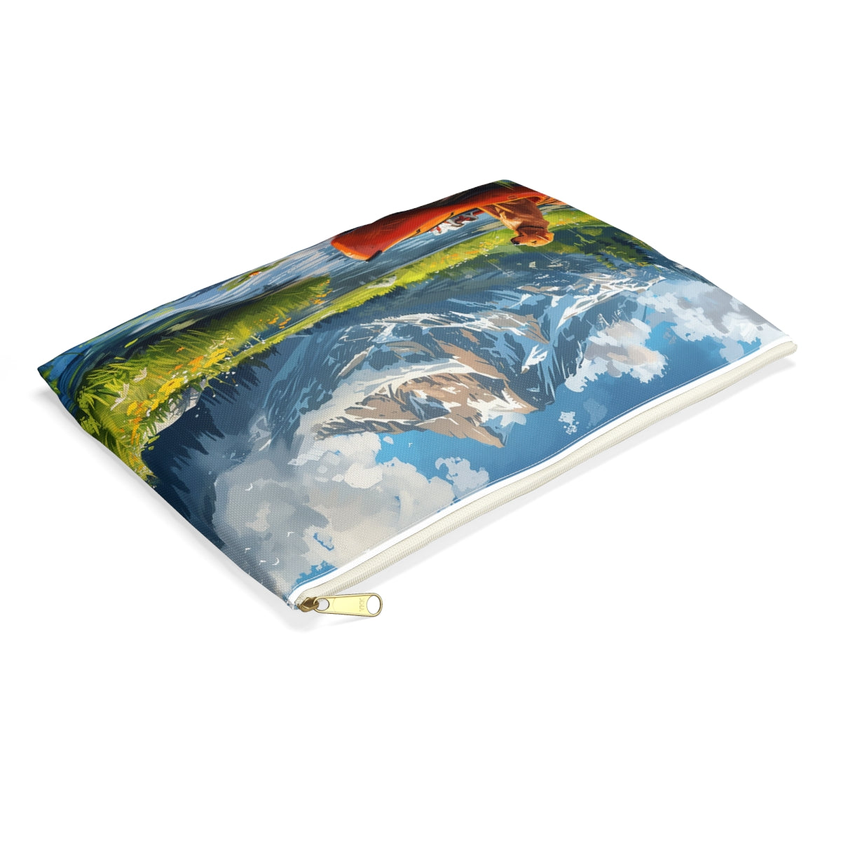 Paddling Pup Paradise Accessory Pouch - side view, laying flat