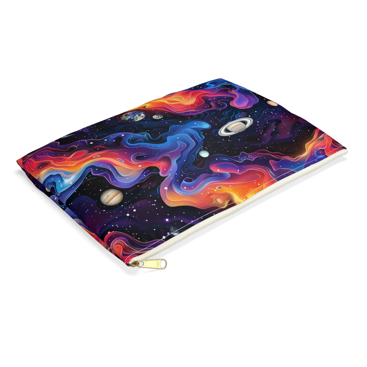 Planetary Solar Flare Accessory Pouch - side view, laying flat