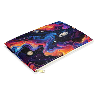 Planetary Solar Flare Accessory Pouch - side view, laying flat