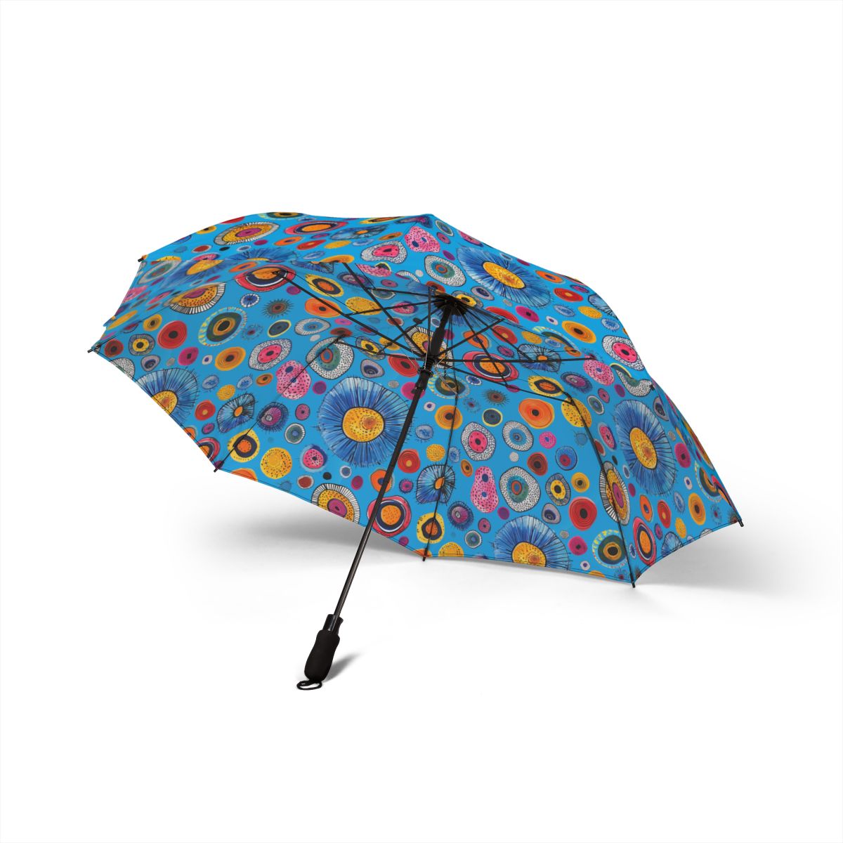 Primordial Sea Life foldable umbrella, open — side view