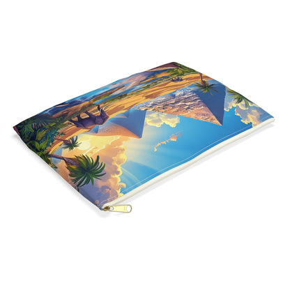 Pyramids of Giza Oasis Accessory Pouch - side view, laying flat