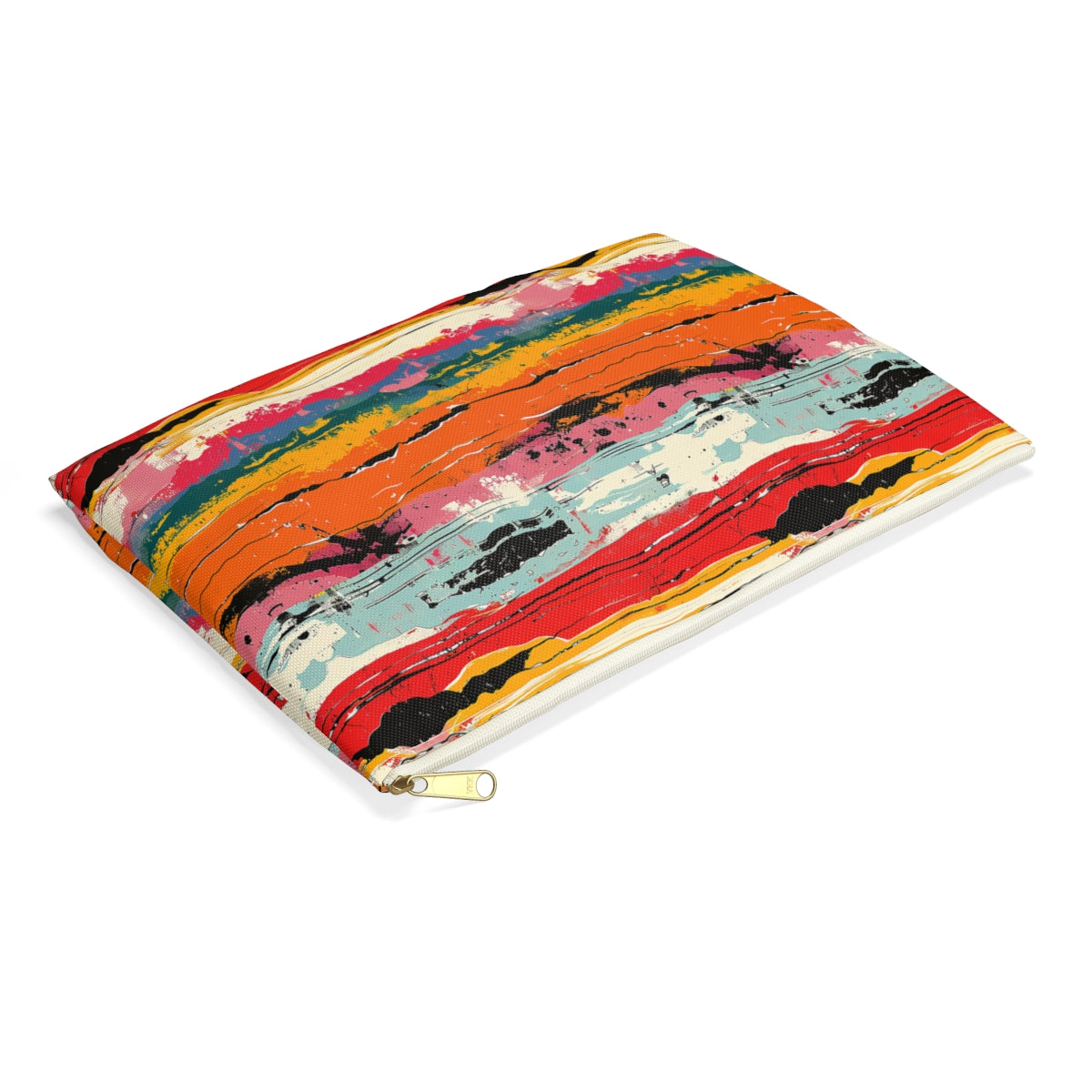 Rustic Weave Accessory Pouch - side view, laying flat